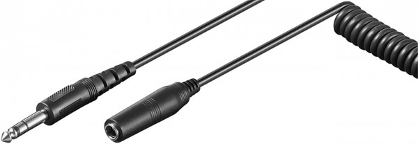 Goobay hoofdtelefoonverlenging 6,35 mm, spiraalkabel - 6,35 mm jackplug (3-polig, stereo) > 6,35 mm jackplugbus (3-polig, stereo)