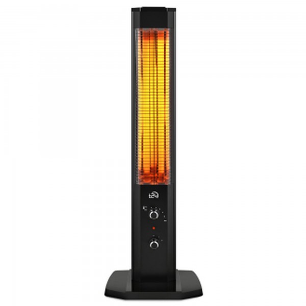 T24 heater met thermostaat, energiebesparend, regelbaar 600-1200W, verwarming in zwart
