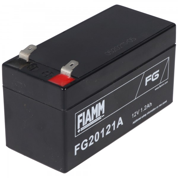 Fiamm FG20121A 12V 1.2Ah Afmetingen 97,0 x 42 x 59,0 mm, 4,8 mm Faston-stekkercontacten