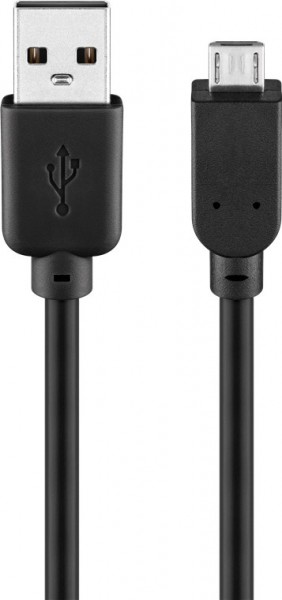 USB 2.0 Hi-Speed kabel, zwart USB 2.0 plug (type A)> USB 2.0 micro plug (type B)