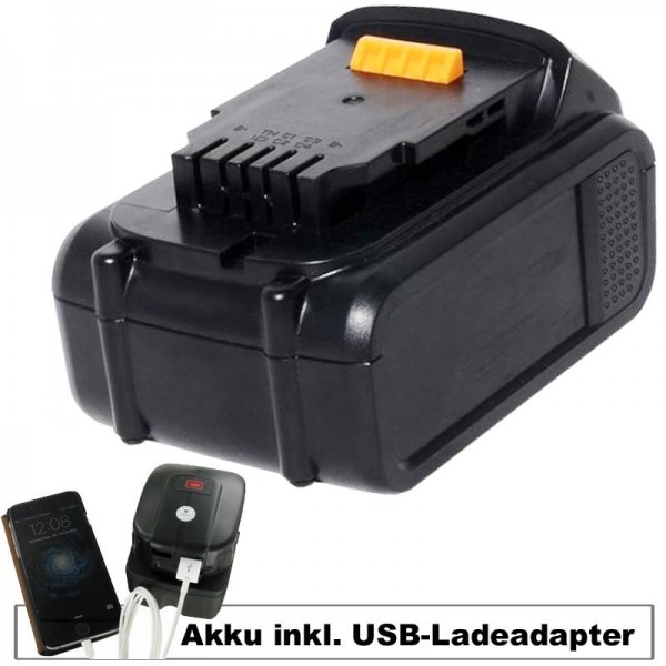 Batterij en USB-laadadapter geschikt voor Dewalt DCB180, DCB182, DCB183 Li-ionbatterij, 18Volt 3Ah