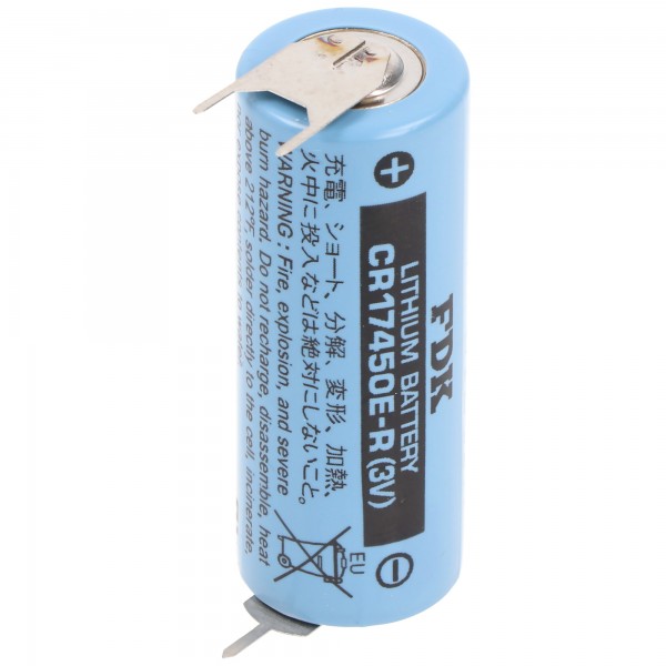 Sanyo lithiumbatterij CR17450E-R maat A, 3V, 3 print-soldeerplaatjes, ++-