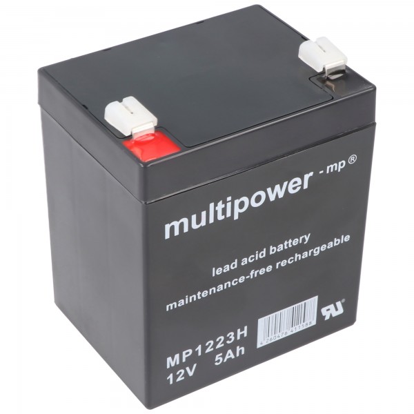 Multipower MP1223H loodstroomaccu met Faston 6,3 mm stekkercontact
