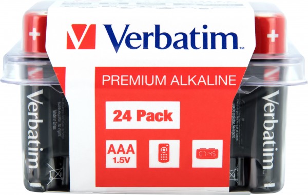 Verbatim Batterij Alkaline, Micro, AAA, LR03, 1.5V Premium, Doos (24-pack)