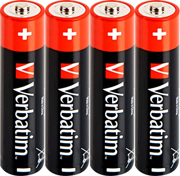 Verbatim Batterij Alkaline, Micro, AAA, LR03, 1.5V Premium, Krimpfolie (4-pack)