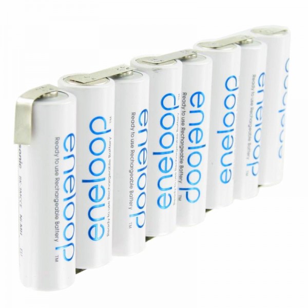 eneloop 9,6 volt batterijpakket F1x8, 8 / BK-3MCCE met soldeertag