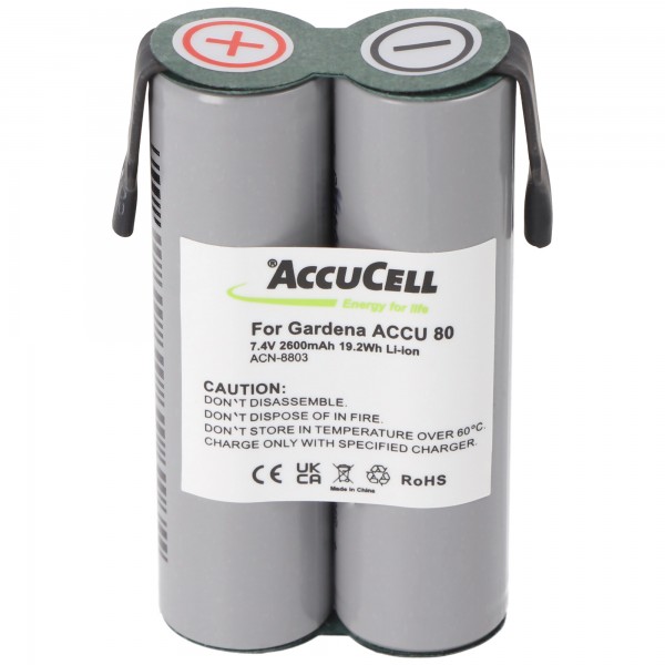 Batterij geschikt voor Gardena Accu 80 Li-ion batterij 7,4 volt met 1600 mAh
