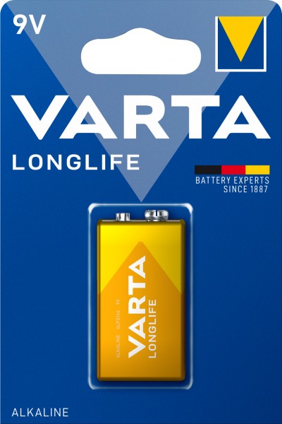 Varta Batterij Alkaline, E-Block, 6LR61, 9V Longlife, Retail Blister (1-Pack)