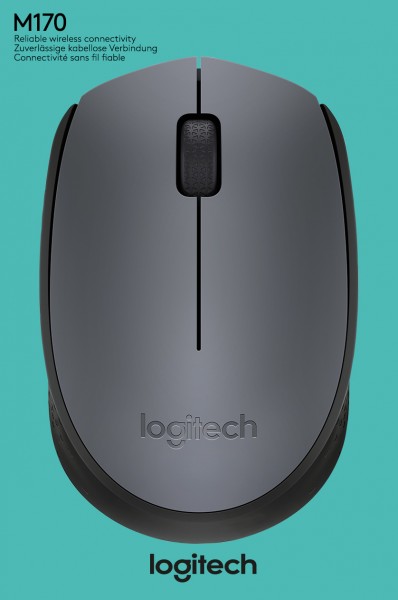 Logitech Mouse M170, draadloos, grijs optisch, 1000 dpi, 3 knoppen, retail
