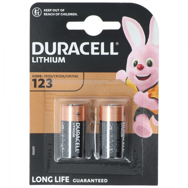 Duracell fotobatterij CR123A Ultra Lithium 3 Volt met 1400mAh in een blister van 2