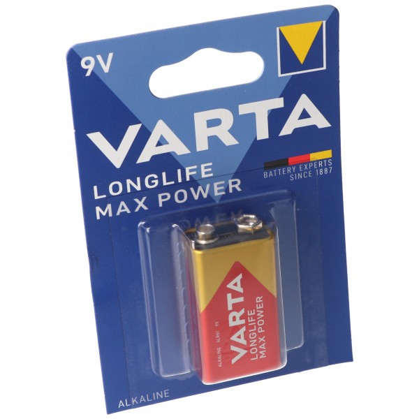 Varta 4722 Longlife Max Power 9V blok, 9V batterij ideaal voor rookmelders, rookmelders