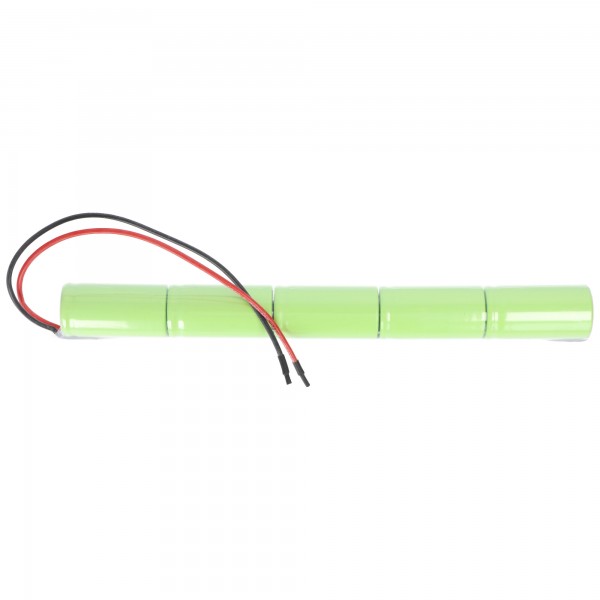 Noodverlichting batterij NiMH 6.0V 4000mAh L1x5 Baby C met 200 mm kabel aan één zijde geschikt voor 6 V batterijen