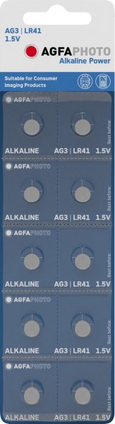 Agfaphoto Alkaline-batterij, knoopcel, LR41, V3GA, 1,5 V voeding, blisterverpakking (10-pack)