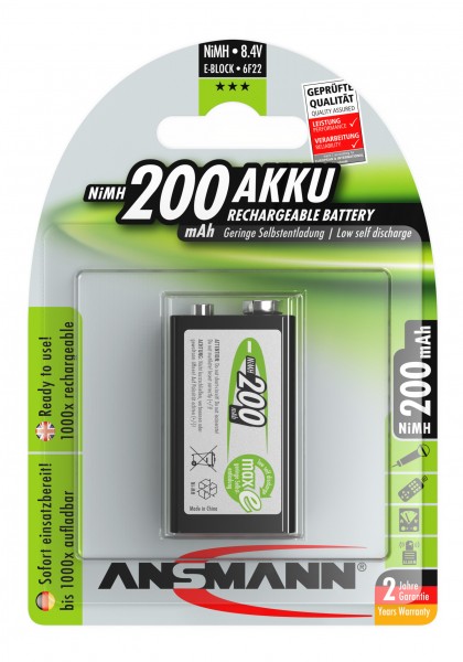 Ansmann maxE NiMH batterij E-Block 200mAh