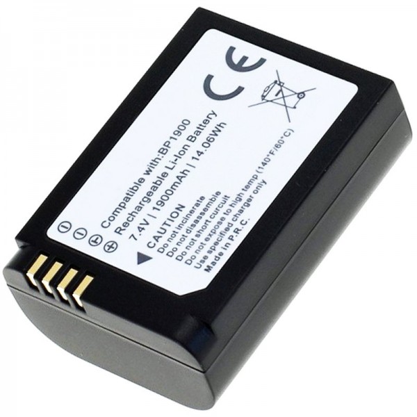 AccuCell-batterij geschikt voor Samsung NX1-batterij BP1900 met 1900 mAh
