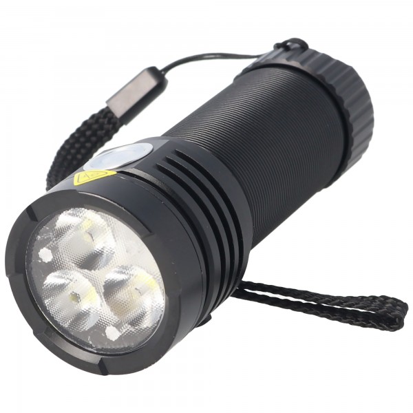 LED zaklamp met groot bereik inclusief batterij, met draagriem