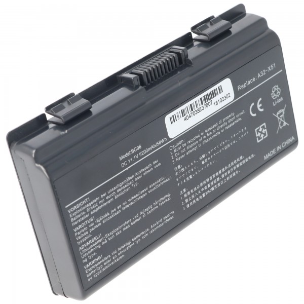 Vervangende batterij geschikt voor Asus A32-X51 batterij ASUS T12, X51H, 5200mAh