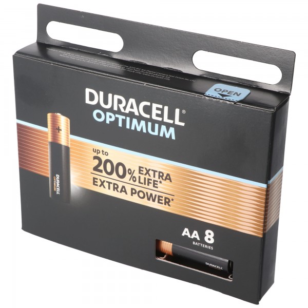 Duracell Optimum AA Mignon Alkaline Batterijen 1.5V LR6 MX1500 Pak van 8 LR06 5000394137684