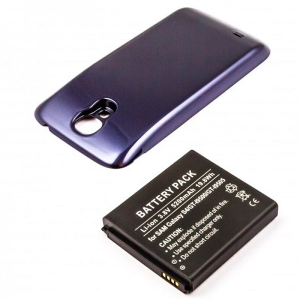 Samsung Galaxy S4, GT-I9500 replica-batterij 5200 mAh met blauwe extra dekking en NFC