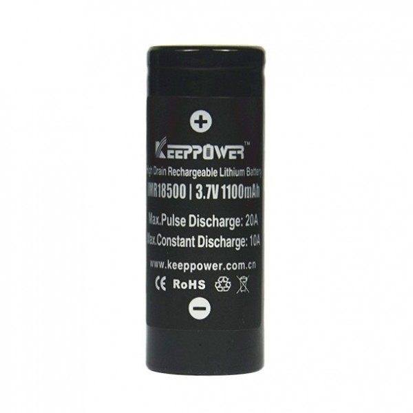 Keeppower IMR18500 - 1100mAh, 3,7V (10A) Li-ionbatterij