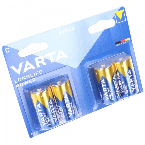 Varta Batterij Alkaline, Baby, C, LR14, 1.5V Longlife Power, Retail Blister (4-Pack)