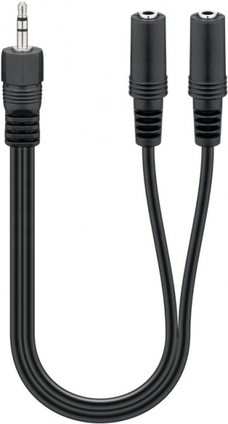 Goobay Audio Y-adapterkabel (3,5 mm stereo) - jackplug 3,5 mm plug (3-pins, stereo) > 2x jackplug 3,5 mm socket (3-pins, stereo)
