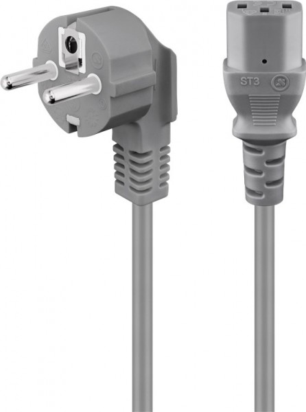 Goobay haakse aansluitkabel koude apparaten, 2 m, grijs - geaarde stekker (type F, CEE 7/7) > apparaatcontactdoos C13 (aansluiting koude apparaten)
