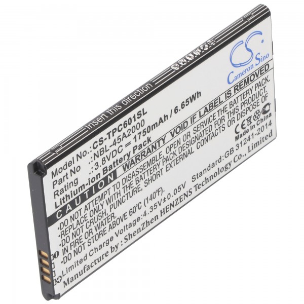 Batterij voor Neffos C5L en anderen zoals NBL-45A2000, 1750mAh