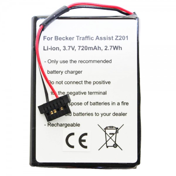 Accu geschikt voor Becker Traffic Assist Z201, S30, 338937010150