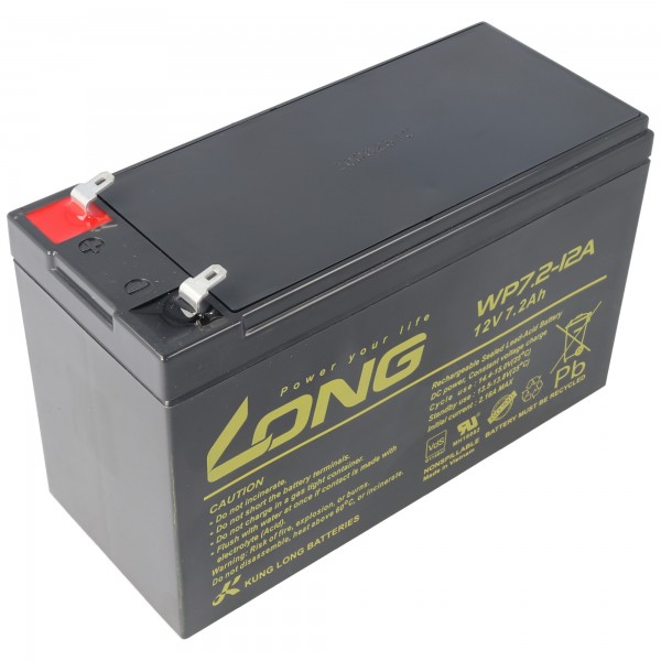 4.8mm Kung Long WP7.2-12A 12Volt 7.2Ah Faston 4.8mm plug contacten