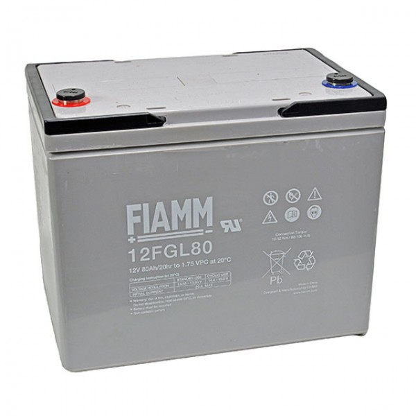 Fiamm 12FGL80 loodbatterij met M8-schroefaansluiting 12V, 80000mAh