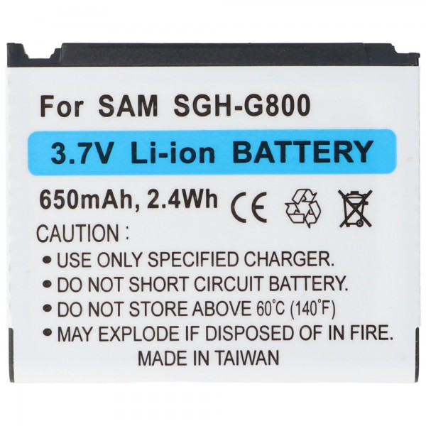 Batterij geschikt voor Samsung SGH G800, Li-ion, 3.7V, 650mAh, 2.4Wh