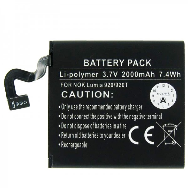 BP-4GW replica batterij geschikt voor Nokia Lumia 920 batterij type BP-4GW