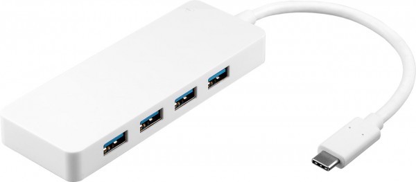 4-weg USB-C multipoort-adapter voor gelijktijdige aansluiting van 4x USB 3.0 A-aansluiting op USB-C-stekker