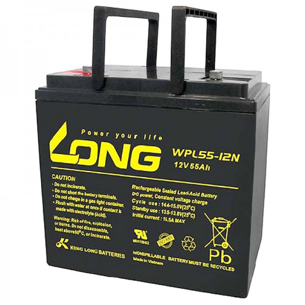 Kung Long WPL55-12N-M loodbatterij 12 volt 55Ah met M6-schroefverbinding