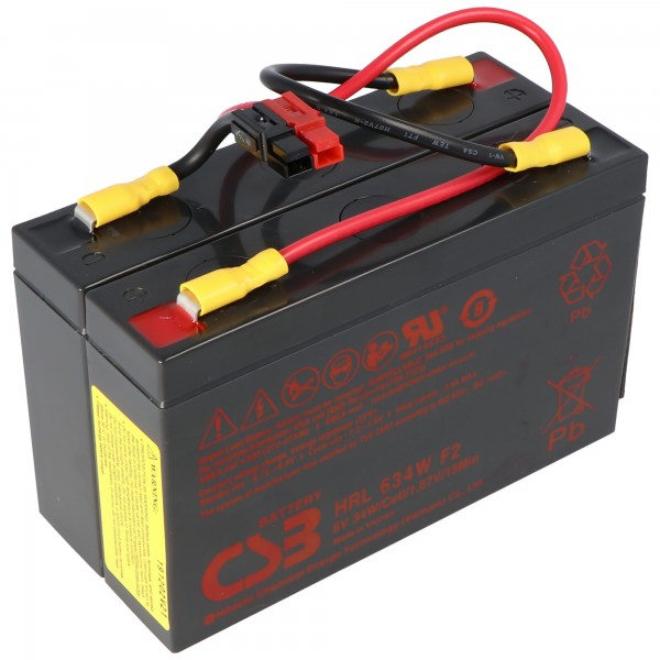APC RBC18 SCD18 UPS-batterijset geschikt voor APC UPS PS250, PS250i, PS450, PS450i, PS450i1U, voorgemonteerd met kabel en connector 302x102x36mm