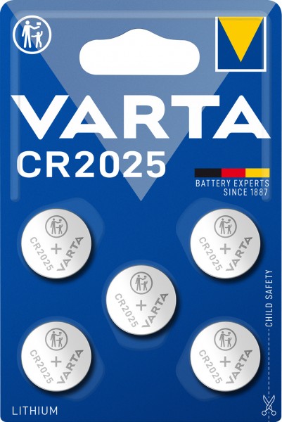 Varta Batterij Lithium, Knoopcel, CR2025, 3V Elektronica, Retail Blister (5-Pack)