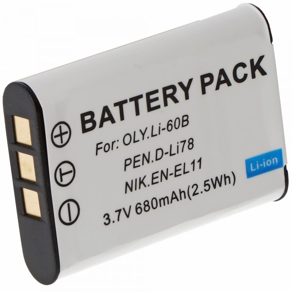 AccuCell-batterij geschikt voor Pentax D-LI78, Optio M50, V20, W60