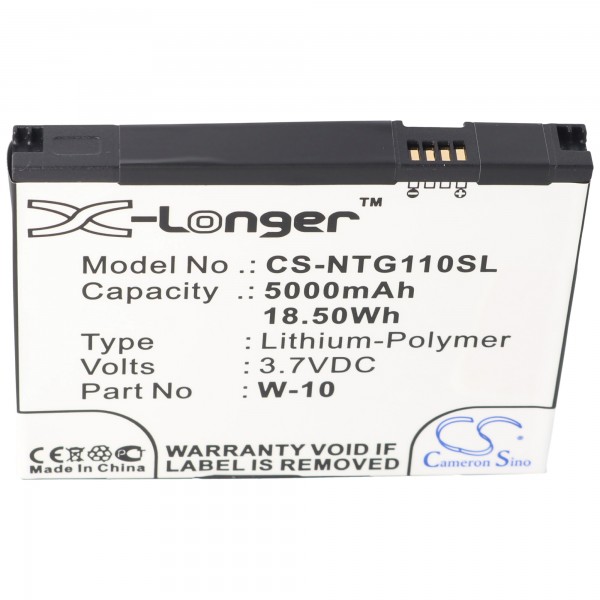 Batterij geschikt voor Netgear MR1100, Netgear 308-10019-01, Netgear W-10, W-10A, Netgear NightHawk M1, 1ICP4 / 54 / 72-2 3,7 Volt 5000mAh 78,5 mm x 62,25 mm x 9,3 mm