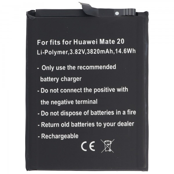 Batterij geschikt voor Huawei Mate 20, Li-Polymer, 3.82V, 3820mAh, 14.6Wh, ingebouwd, zonder gereedschap