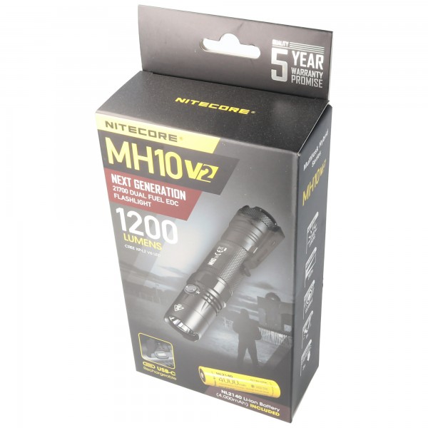 Nitecore MH10 V2, MH10V2 LED-zaklamp inclusief 21700 4000mAh Li-Ion batterij, 1200 lumen