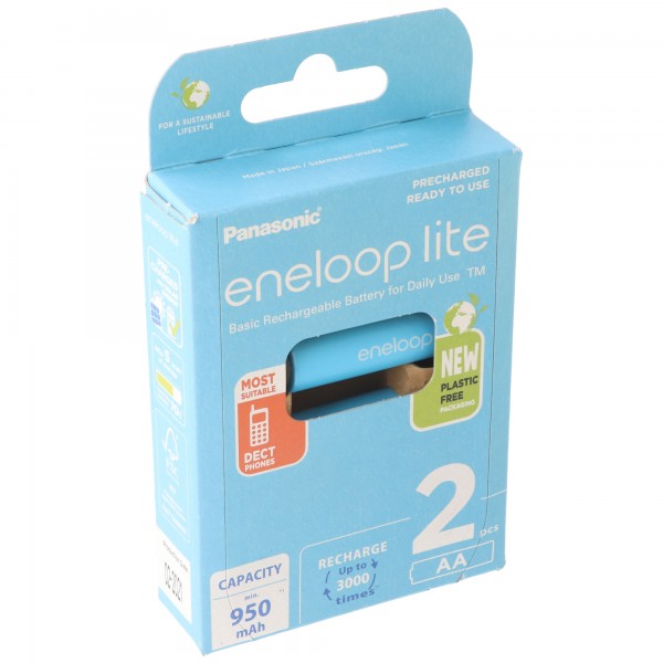 Panasonic eneloop lite, voorgeladen, blisterverpakking (2-pack) BK-3LCCE/2BE oplaadbare batterij NiMH, Mignon, AA, HR06, 1.2V en 950mAh 5410853064220
