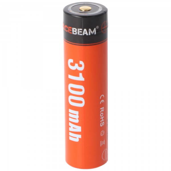 AceBeam 18650 Li-Ion batterij, ARC18650H-310A, 3.6V, 3100mAh, met micro USB oplaadpoort