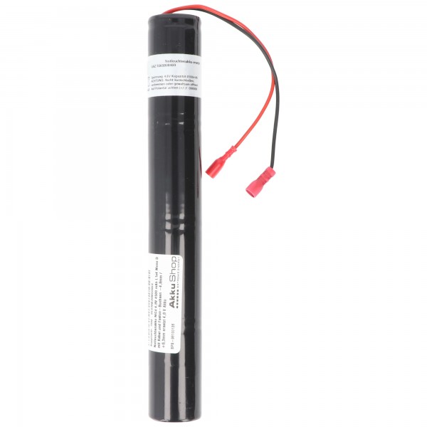 Batterij voor noodlicht NiCd 4.8V 4500 mAh L1x4 Mono D met kabel en Faston-aansluitingen -4.8mm / + 6.3mm vervangt 4.8V-batterij