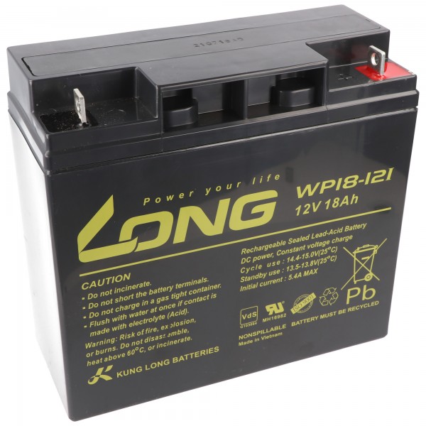 Kung Lange batterij WP18-12I 12 volt 18 Ah 181x76x167mm M5 platte paal