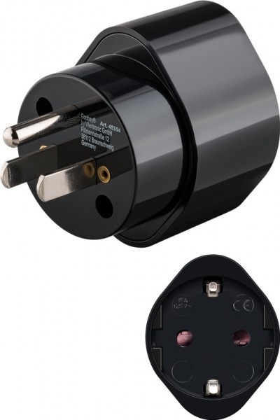 Goobay netadapter US/Japan, zwart - stopcontact met geaard stopcontact (type F, CEE 7/3) > US/Japan stekker (type B, NEMA 5-15, 3-polig)