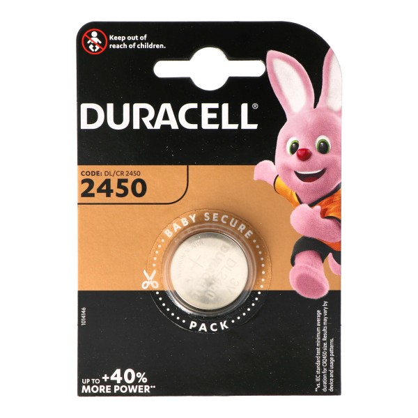 Duracell DL2450 lithiumbatterij IEC CR2450, 3 volt 486 mAh
