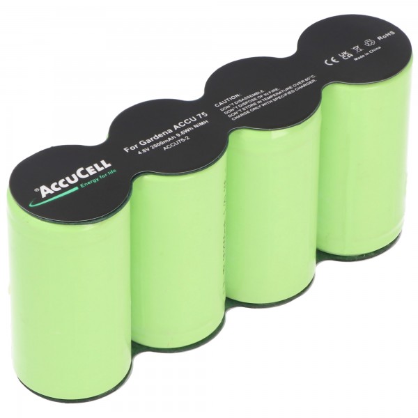 Accu75-batterij geschikt voor Gardena ACCU 75 met Faston 2,8 en 4,8 mm