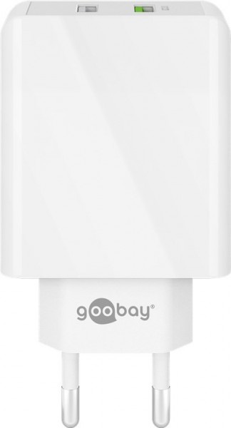 Goobay dual USB snellader QC3.0 28W wit - laadt tot 4x sneller op dan standaard opladers