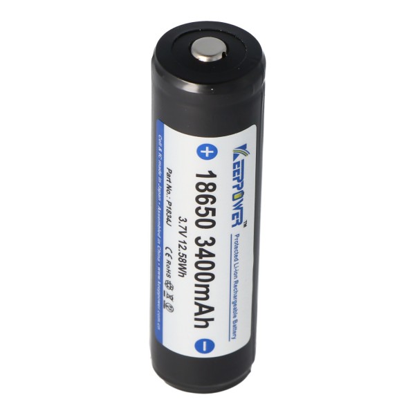 Keeppower 18650 Li-ion batterij met 3400 mAh, 3,6 V - 3,7 V Li-ion batterij beschermd met PCB 1 stuk